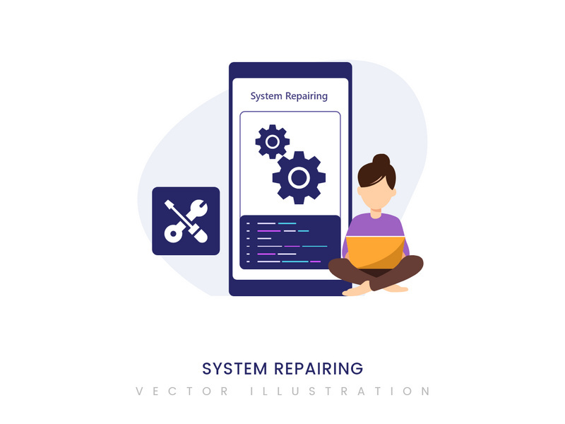 System repairing vector illustration