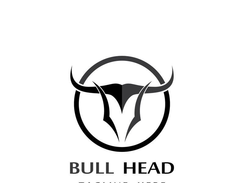 Retro vintage bull head horns logo.