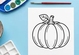 Pumpkin with leaf, autumn harvest symbol. Seasonal vegetable for cooking and decoration.