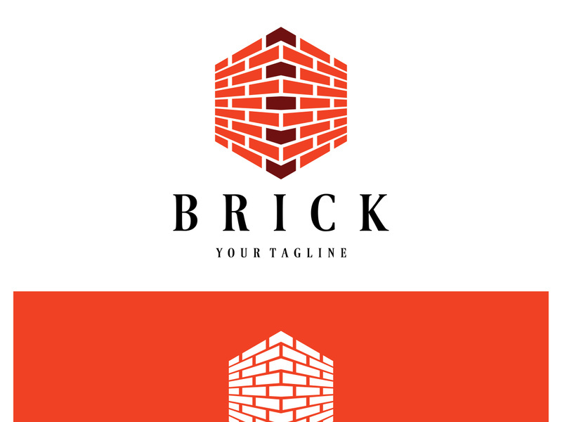 creative brick logo designs for buildings, architectural buildings, civil engineering, building materials shops