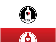 Wine logo with wine glasses and bottles.for night clubs,bars,cafe and wine shops.