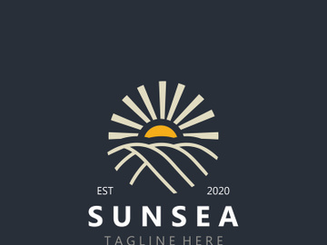 Sun sea Logo design creative premium sun beach logo icon vector template preview picture