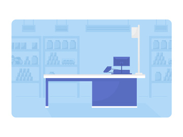 Pay desk at supermarket 2D vector isolated illustration preview picture