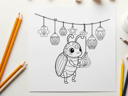 Cute firefly holding lantern vector illustration flat design