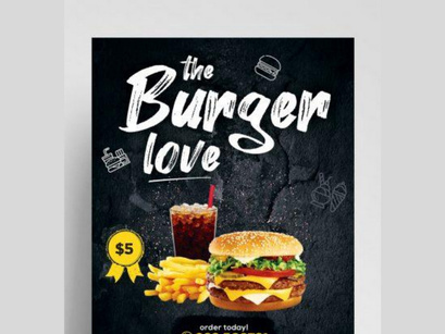 The Burger Love Free Restaurant PSD Flyer Template