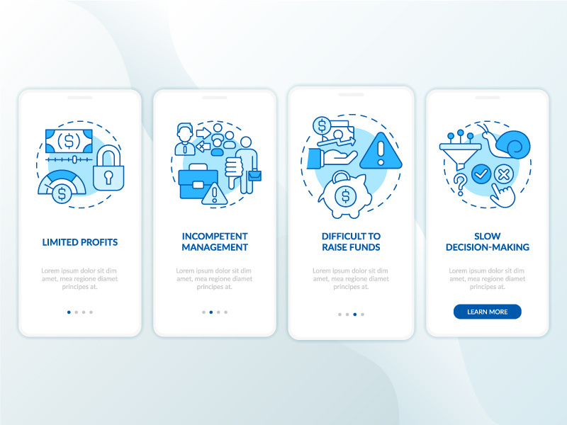 Problems of co-ops blue onboarding mobile app screen