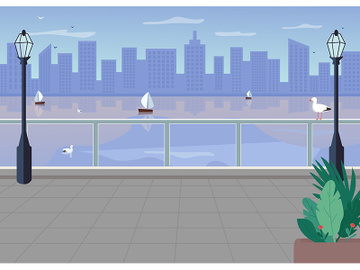 Embankment flat color vector illustration preview picture