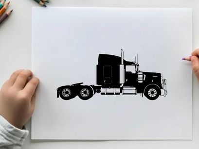 Silhouette of a semi truck with trailer
