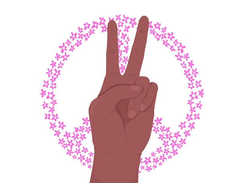Peace semi flat color vector hand gesture