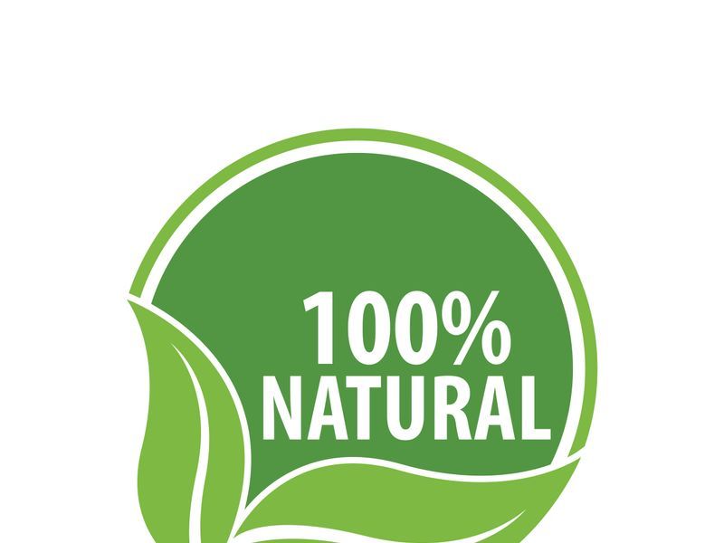 100% Natural and organic product badge vector green icon