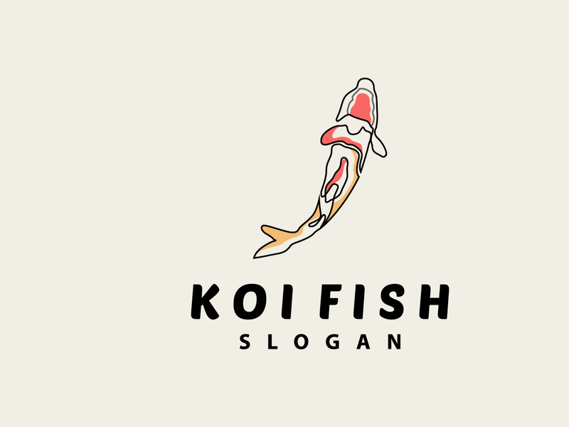 Koi Fish Logo Design, Ornamental Fish Vector