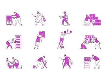 House construction flat silhouette vector illustration set preview picture