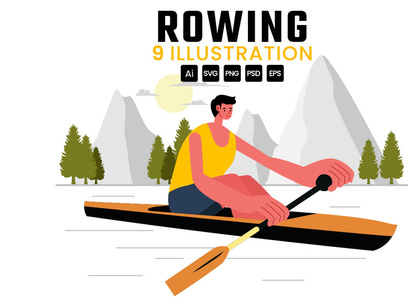 9 Rowing Sport Illustration