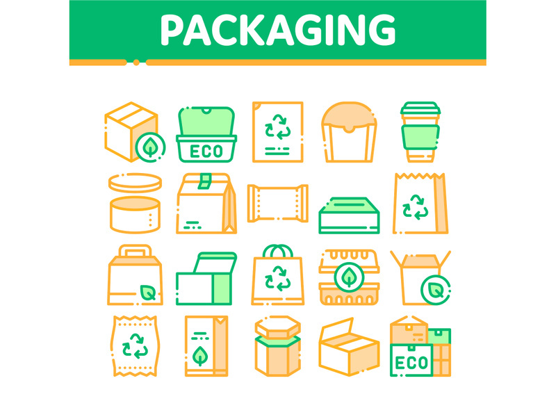 Packaging Collection Elements Vector Icons Set