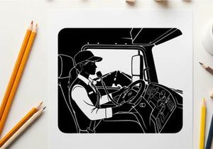Silhouette of a man driving a truck while on the phone