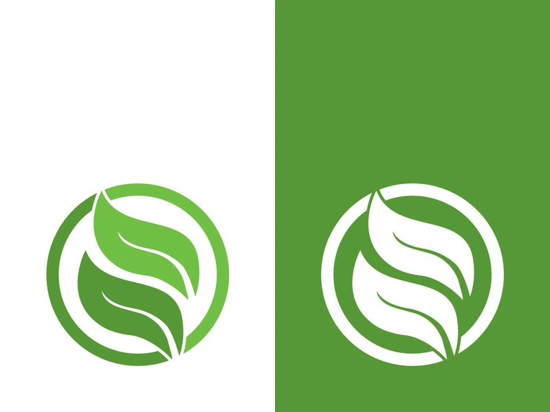 Logos of green tree leaf ecology nature element vector