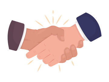 Businessmen handshake semi flat color vector hand gesture preview picture