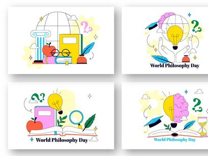 10 World Philosophy Day Vector Illustration