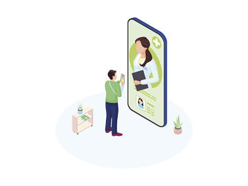 Ehealth smartphone app isometric illustration preview picture