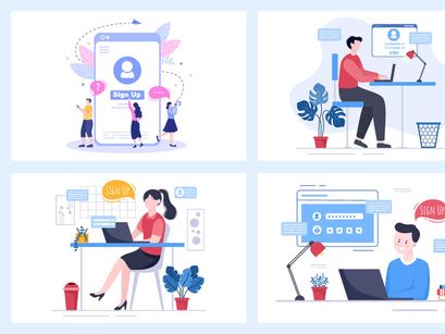 14 Registration or Sign Up Login for Account illustration