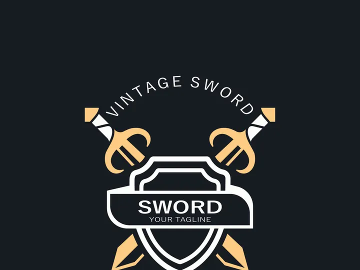 Sword vintage logo design. illustration sword element, can be used as logotype, icon, template coat of arms concept