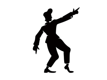 Retro style confident guy black silhouette vector illustration preview picture