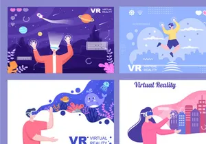 17 VR Glasses Virtual Reality Vector Illustration