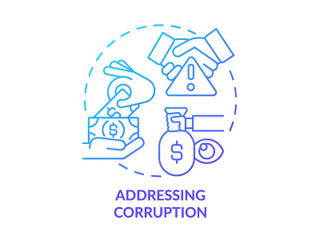 Addressing corruption blue gradient concept icon preview picture