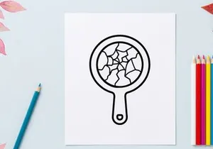 Hand-drawn Halloween sieve icon for spooky season designs. Vector-style kitchen strainer with cobweb pattern for festive graphics.