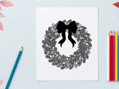 Guarnição de Natal desenhada à mão com laço vermelho isolada em fundo branco para decoração festiva