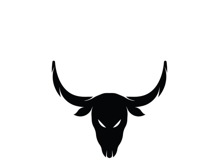 Retro vintage bull head horns logo.