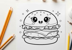 Cute burger character smiling vector illustration flat design