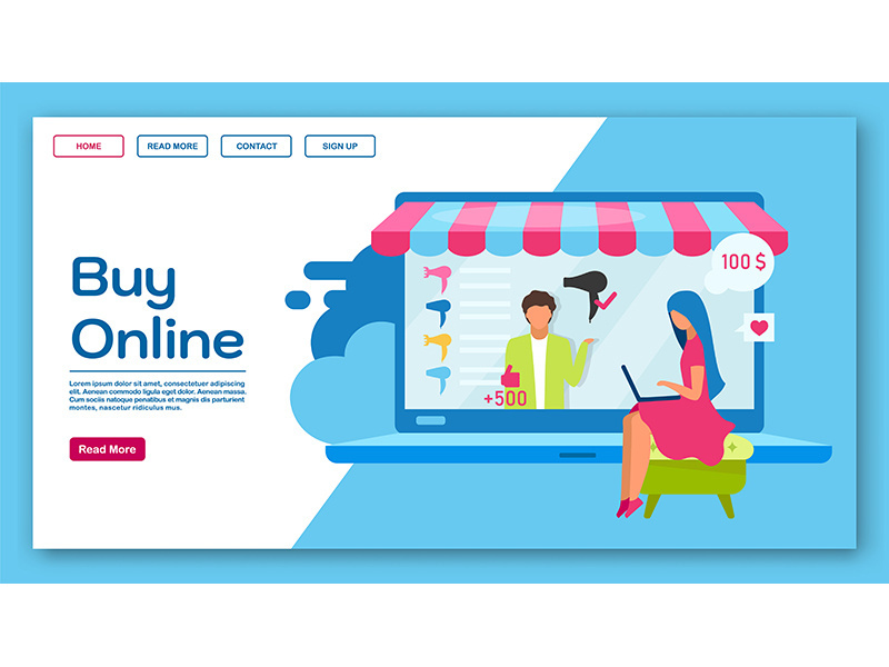 Buy online landing page vector template