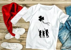 Kids Flying Shamrock Kite Silhouette