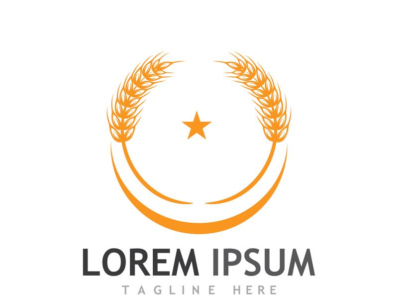 Organic wheat farm logo template.