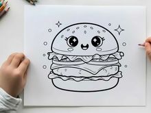 Cute burger character smiling vector illustration flat design