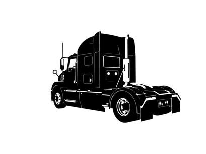 Silhouette of a semi truck with sleeper cabin