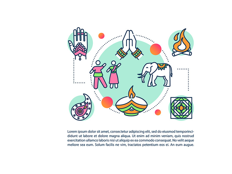 Indian customs and traditions concept icon with text