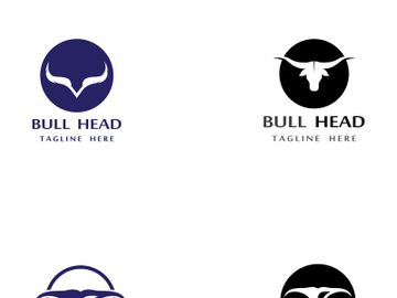 Retro vintage bull head horns logo design preview picture