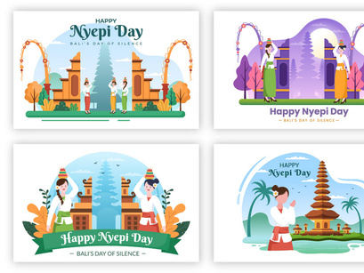 20 Happy Nyepi Day or Bali's Silence Illustration