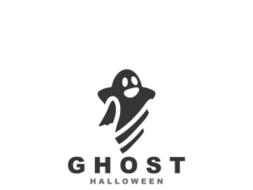 Halloween spooky ghost character in flat style isolated template design preview picture