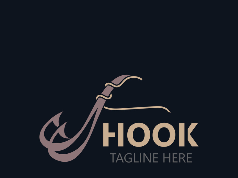 Hook Fishing logo simple and modern vintage rustic vector design style template illustration