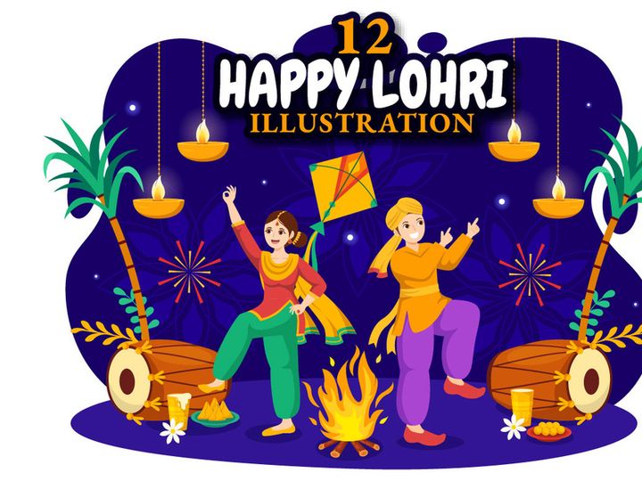 12 Happy Lohri Festival Illustration