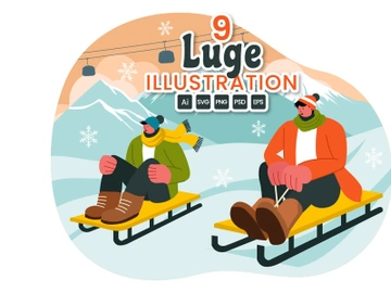 9 Winter Luge Sledding Illustration preview picture