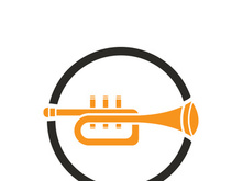 Musical instrument simple icon trumpet for jazz music logo design