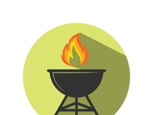 BBQ grill simple and symbol icon with smoke or steam logo vector illustration
