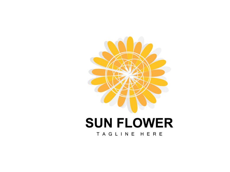 Sunflower Logo Design, Ornamental Plant Garden Plant Icon Vector, Company Product Brand