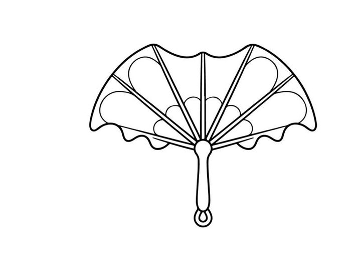 Ilustração de leque de mão com asa de morcego. Estilo gótico, leque dobrável isolado em fundo branco.