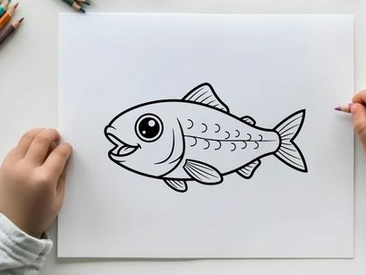 Smiling salmon fish swimming vector illustration flat design