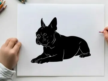 Silhouette of a french bulldog laying down preview picture